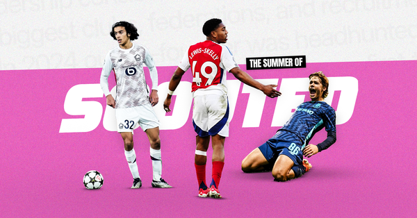 Graphic featuring Ayyoub Bouaddi, Myles Lewis Skelly and Rodrigo Mora for the Summer of SCOUTED